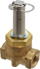 Parker - 1/4" Port, Two Way, Piloted Diaphragm, Brass Solenoid Valve - Normally Closed, 275 Max PSI, NBR Seal - Americas Industrial Supply