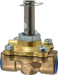 Parker - 1/2" Port, Two Way, Piloted Diaphragm, Brass Solenoid Valve - Normally Closed, 125 Max PSI, NBR Seal - Americas Industrial Supply