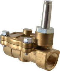 Parker - 3/4" Port, Two Way, Piloted Diaphragm, Brass Solenoid Valve - Normally Closed, 125 Max PSI, NBR Seal - Americas Industrial Supply