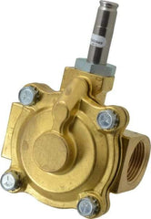 Parker - 1" Port, Two Way, Piloted Diaphragm, Brass Solenoid Valve - Normally Closed, 125 Max PSI, NBR Seal - Americas Industrial Supply