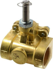 Parker - 1-1/4" Port, Two Way, Piloted Diaphragm, Brass Solenoid Valve - Normally Closed, 125 Max PSI, NBR Seal - Americas Industrial Supply