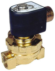 Parker - 3/4" Port, Two Way, Piloted Diaphragm, Brass Solenoid Valve - Normally Closed, 80 Max PSI, PTFE Seal - Americas Industrial Supply