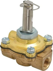 Parker - 3/8" Port, Two Way, Piloted Diaphragm, Brass Solenoid Valve - Normally Closed, 50 Max PSI, EPDM Seal - Americas Industrial Supply