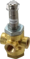 Parker - 1/4" Port, Three Way, Direct Acting, Brass Solenoid Valve - Normally Closed, 150 Max PSI, NBR Seal - Americas Industrial Supply