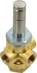 Parker - 1/4" Port, Three Way, Direct Acting, Brass Solenoid Valve - Normally Closed, 85 Max PSI, NBR Seal - Americas Industrial Supply