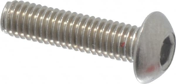 Value Collection - M3x0.50 Metric Coarse Hex Socket Drive, Button Screw - Grade 18-8 Stainless Steel, Fully Threaded, 12mm Length Under Head - Americas Industrial Supply