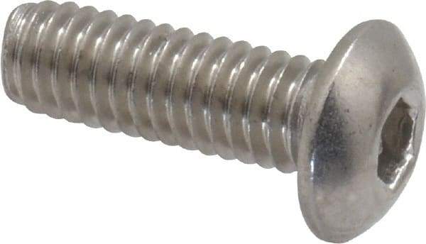 Value Collection - M4x0.70 Metric Coarse Hex Socket Drive, Button Screw - Grade 18-8 Stainless Steel, Fully Threaded, 12mm Length Under Head - Americas Industrial Supply