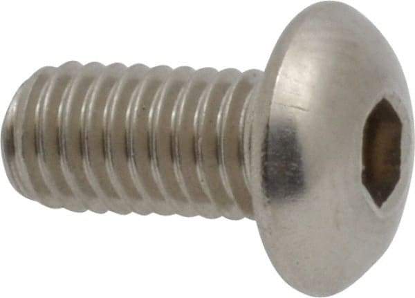 Value Collection - M5x0.80 Metric Coarse Hex Socket Drive, Button Screw - Grade 18-8 Stainless Steel, Fully Threaded, 10mm Length Under Head - Americas Industrial Supply