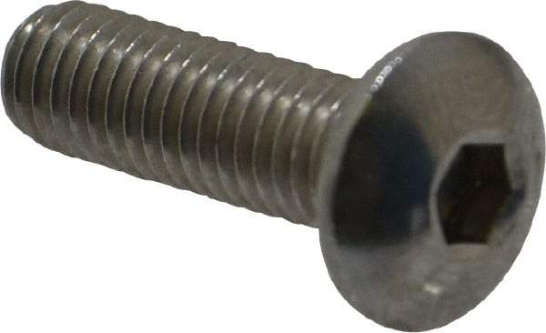 Value Collection - M5x0.80 Metric Coarse Hex Socket Drive, Button Screw - Grade 18-8 Stainless Steel, Fully Threaded, 16mm Length Under Head - Americas Industrial Supply