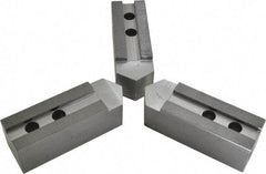 H & R Manufacturing - 1.5mm x 60° Serrated Attachment, Square Soft Lathe Chuck Jaw - 3 Jaws, Steel, 1.69" Btw Mount Hole Ctrs, 7-1/2" Long x 2-1/2" Wide x 2-1/2" High, 0.866" Groove, 20mm Fastener - Americas Industrial Supply