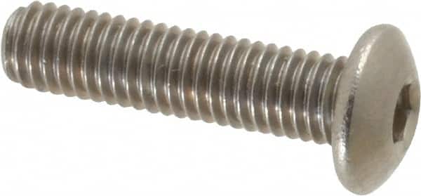 Value Collection - M5x0.80 Metric Coarse Hex Socket Drive, Button Screw - Grade 18-8 Stainless Steel, Fully Threaded, 20mm Length Under Head - Americas Industrial Supply