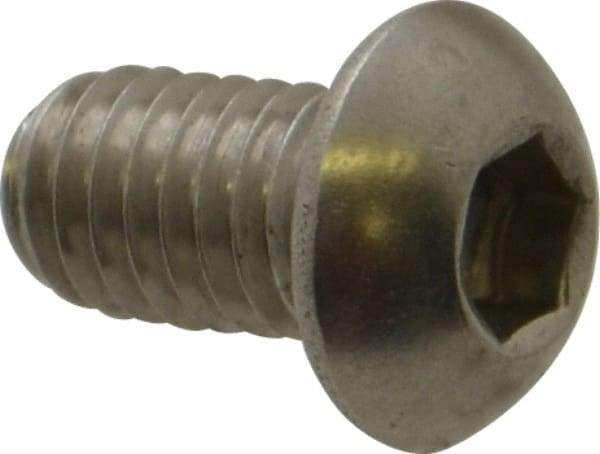 Value Collection - M6x1.00 Metric Coarse Hex Socket Drive, Button Screw - Grade 18-8 Stainless Steel, Fully Threaded, 10mm Length Under Head - Americas Industrial Supply