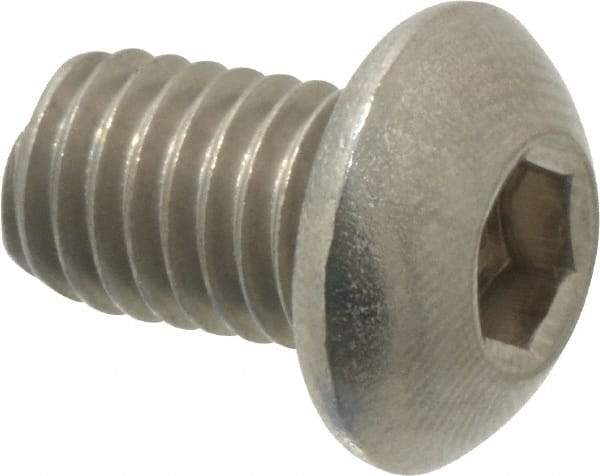Value Collection - M8x1.25 Metric Coarse Hex Socket Drive, Button Screw - Grade 18-8 Stainless Steel, Fully Threaded, 12mm Length Under Head - Americas Industrial Supply