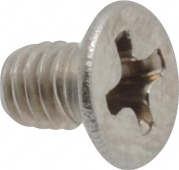 Value Collection - M4x0.70 Metric Coarse, 6mm OAL Phillips Drive Machine Screw - Flat Head, Grade 18-8 Stainless Steel, Uncoated, Without Washer - Americas Industrial Supply