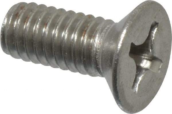 Value Collection - M4x0.70 Metric Coarse, 10mm OAL Phillips Drive Machine Screw - Flat Head, Grade 18-8 Stainless Steel, Uncoated, Without Washer - Americas Industrial Supply