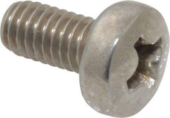 Value Collection - M4x0.70 Metric Coarse, 8mm Length Under Head Phillips Drive Machine Screw - Pan Head, Grade 18-8 Stainless Steel, Uncoated, Without Washer - Americas Industrial Supply