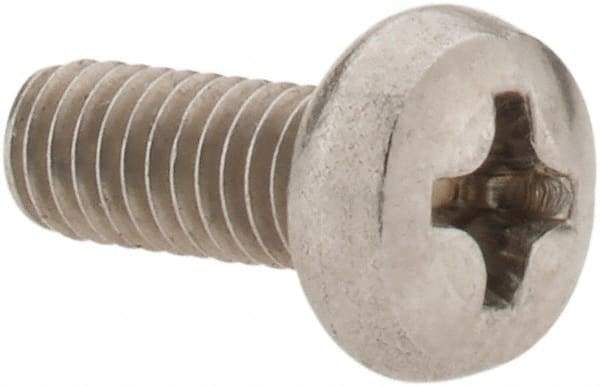 Value Collection - M4x0.70 Metric Coarse, 10mm Length Under Head Phillips Drive Machine Screw - Pan Head, Grade 18-8 Stainless Steel, Uncoated, Without Washer - Americas Industrial Supply