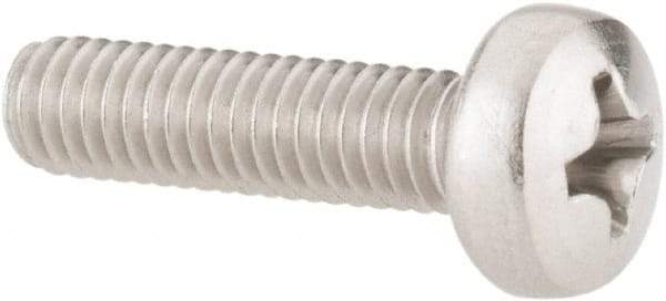 Value Collection - M4x0.70 Metric Coarse, 16mm Length Under Head Phillips Drive Machine Screw - Pan Head, Grade 18-8 Stainless Steel, Uncoated, Without Washer - Americas Industrial Supply