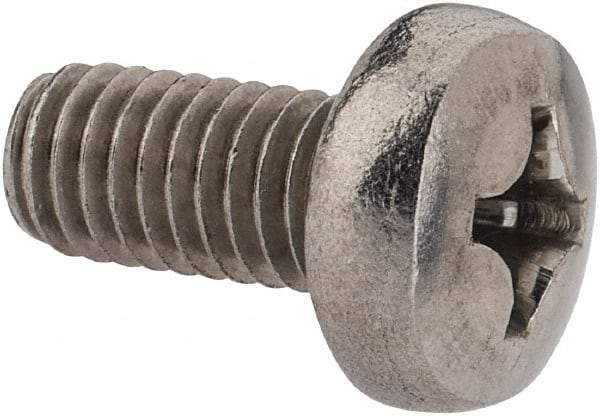 Value Collection - M6x1.00 Metric Coarse, 12mm Length Under Head Phillips Drive Machine Screw - Pan Head, Grade 18-8 Stainless Steel, Uncoated, Without Washer - Americas Industrial Supply