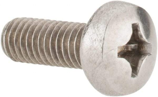 Value Collection - M6x1.00 Metric Coarse, 16mm Length Under Head Phillips Drive Machine Screw - Pan Head, Grade 18-8 Stainless Steel, Uncoated, Without Washer - Americas Industrial Supply
