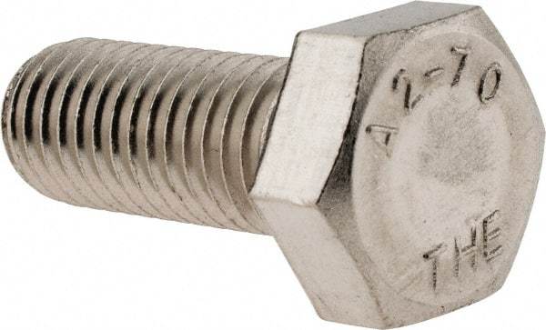 Value Collection - M12x1.75mm Metric Coarse, 30mm Length Under Head Hex Head Cap Screw - Fully Threaded, Grade 18-8 & Austenitic A2 Stainless Steel, 19mm Hex - Americas Industrial Supply