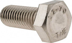 Value Collection - M12x1.75mm Metric Coarse, 30mm Length Under Head Hex Head Cap Screw - Fully Threaded, Grade 18-8 & Austenitic A2 Stainless Steel, 19mm Hex - Americas Industrial Supply