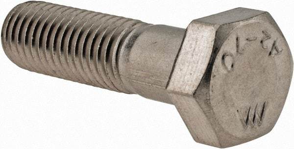 Value Collection - M12x1.75mm Metric Coarse, 45mm Length Under Head Hex Head Cap Screw - Partially Threaded, Grade 18-8 & Austenitic A2 Stainless Steel, 19mm Hex - Americas Industrial Supply