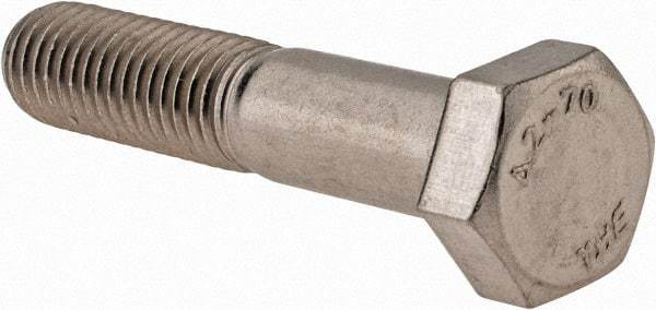 Value Collection - M12x1.75mm Metric Coarse, 60mm Length Under Head Hex Head Cap Screw - Partially Threaded, Grade 18-8 & Austenitic A2 Stainless Steel, 19mm Hex - Americas Industrial Supply