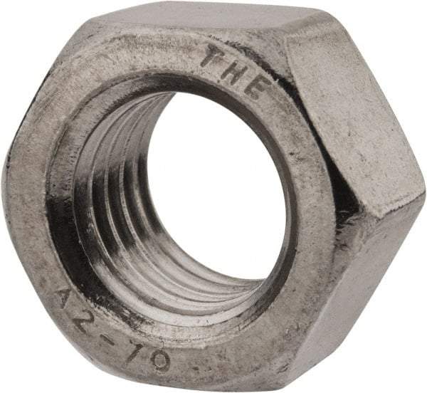 Value Collection - M18x2.50 Stainless Steel Right Hand Hex Nut - 27mm Across Flats, 15mm High, Uncoated - Americas Industrial Supply