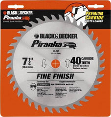 DeWALT - 7-1/4" Diam, 40 Tooth Wet & Dry Cut Saw Blade - Carbide-Tipped, Standard Round Arbor - Americas Industrial Supply