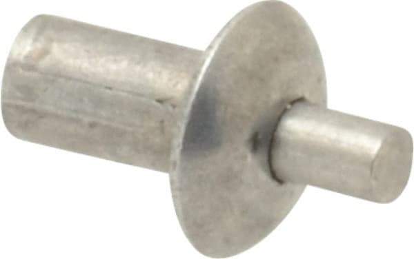 Made in USA - Universal Head Aluminum Alloy Drive Blind Rivet - Stainless Steel Mandrel, 0.109" to 1/8" Grip, 1/4" Head Diam, 0.128" to 0.14" Hole Diam, 0.219" Length Under Head, 1/8" Body Diam - Americas Industrial Supply