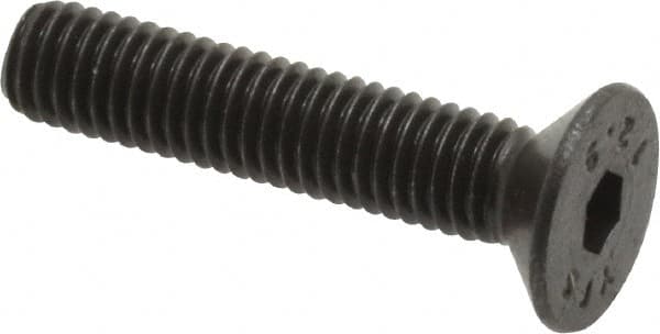 Value Collection - M5x0.80 Metric Coarse Hex Socket Drive, 90° Flat Screw - Grade 12.9 Alloy Steel, Black Oxide Finish, Fully Threaded, 25mm OAL - Americas Industrial Supply
