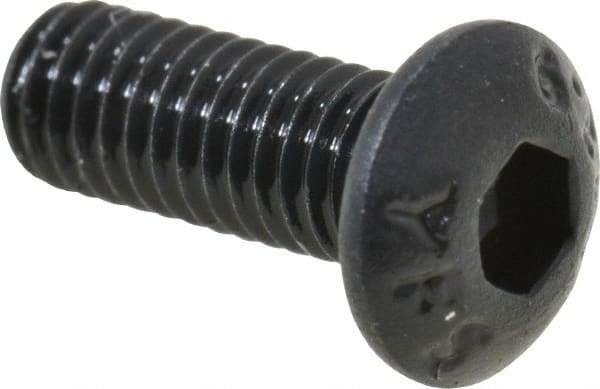 Value Collection - M3x0.50 Metric Coarse Hex Socket Drive, Button Screw - Grade 12.9 Alloy Steel, Black Oxide Finish, Fully Threaded, 8mm Length Under Head - Americas Industrial Supply