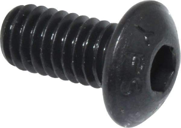 Value Collection - M4x0.70 Metric Coarse Hex Socket Drive, Button Screw - Grade 12.9 Alloy Steel, Black Oxide Finish, Fully Threaded, 8mm Length Under Head - Americas Industrial Supply