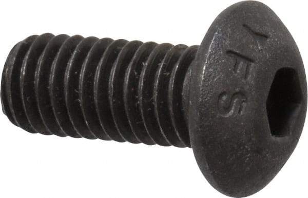 Value Collection - M5x0.80 Metric Coarse Hex Socket Drive, Button Screw - Grade 12.9 Alloy Steel, Black Oxide Finish, Fully Threaded, 12mm Length Under Head - Americas Industrial Supply
