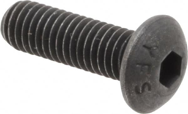 Value Collection - M5x0.80 Metric Coarse Hex Socket Drive, Button Screw - Grade 12.9 Alloy Steel, Black Oxide Finish, Fully Threaded, 16mm Length Under Head - Americas Industrial Supply