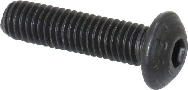 Value Collection - M5x0.80 Metric Coarse Hex Socket Drive, Button Screw - Grade 12.9 Alloy Steel, Black Oxide Finish, Fully Threaded, 20mm Length Under Head - Americas Industrial Supply