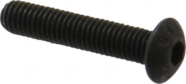 Value Collection - M5x0.80 Metric Coarse Hex Socket Drive, Button Screw - Grade 12.9 Alloy Steel, Black Oxide Finish, Fully Threaded, 25mm Length Under Head - Americas Industrial Supply