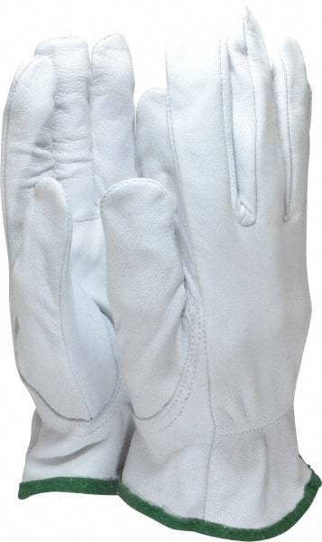 MCR Safety - Size M (8) Grain Goatskin General Protection Work Gloves - For Work & Driver, Uncoated, Slip-On Cuff, Full Fingered, White, Paired - Americas Industrial Supply