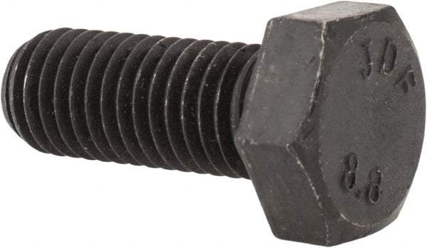 Value Collection - M12x1.75mm Metric Coarse, 30mm Length Under Head Hex Head Cap Screw - Fully Threaded, Grade 8.8 Steel, Uncoated, 19mm Hex - Americas Industrial Supply