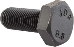 Value Collection - M10x1.00mm Metric Fine, 25mm Length Under Head Hex Head Cap Screw - Fully Threaded, Grade 8.8 Steel, Uncoated, 17mm Hex - Americas Industrial Supply