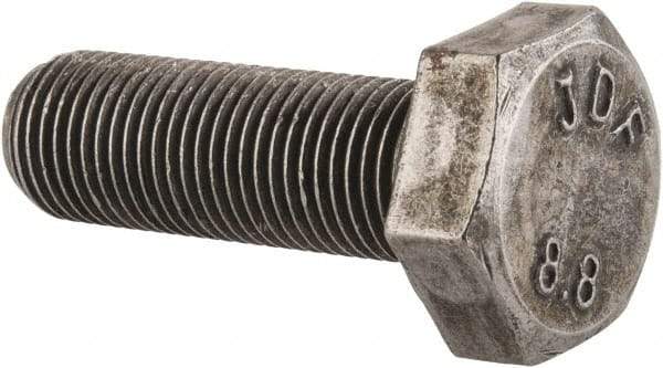 Value Collection - M10x1.00mm Metric Fine, 30mm Length Under Head Hex Head Cap Screw - Fully Threaded, Grade 8.8 Steel, Uncoated, 17mm Hex - Americas Industrial Supply