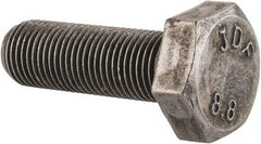 Value Collection - M10x1.00mm Metric Fine, 30mm Length Under Head Hex Head Cap Screw - Fully Threaded, Grade 8.8 Steel, Uncoated, 17mm Hex - Americas Industrial Supply