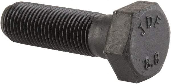 Value Collection - M12x1.25mm Metric Fine, 40mm Length Under Head Hex Head Cap Screw - Partially Threaded, Grade 8.8 Steel, Uncoated, 19mm Hex - Americas Industrial Supply