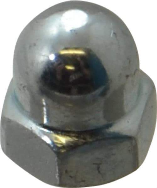 Value Collection - M4x0.7 7mm Width Across Flats, Zinc Plated, Steel Acorn Nut - 8mm Overall Height, Grade 2, DIN 1587 - Americas Industrial Supply