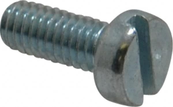 Value Collection - M4x0.70, 10mm Length Under Head Slotted Drive Machine Screw - Cheese Head, Grade 4.8 Steel, Zinc-Plated Finish, Without Washer - Americas Industrial Supply