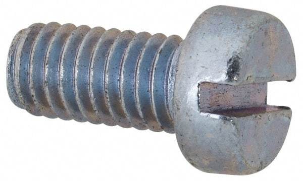Value Collection - M6x1.00, 12mm Length Under Head Slotted Drive Machine Screw - Cheese Head, Grade 4.8 Steel, Zinc-Plated Finish, Without Washer - Americas Industrial Supply