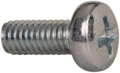 Value Collection - M4x0.70, 10mm Length Under Head Phillips Drive Machine Screw - Pan Head, Grade 4.8 Steel, Zinc-Plated Finish, Without Washer - Americas Industrial Supply