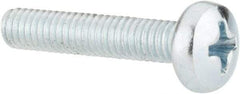 Value Collection - M4x0.70, 20mm Length Under Head Phillips Drive Machine Screw - Pan Head, Grade 4.8 Steel, Zinc-Plated Finish, Without Washer - Americas Industrial Supply