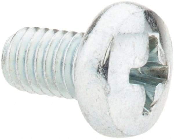 Value Collection - M5x0.80, 8mm Length Under Head Phillips Drive Machine Screw - Pan Head, Grade 4.8 Steel, Zinc-Plated Finish, Without Washer - Americas Industrial Supply